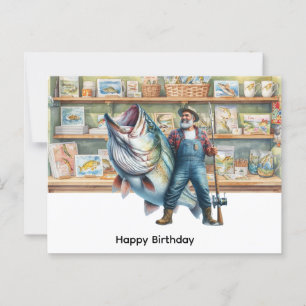 Visser bij viswinkel gelukkige verjaardag briefkaart