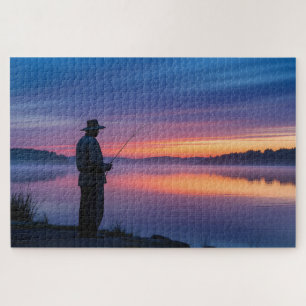Visser bij zonsondergang legpuzzel