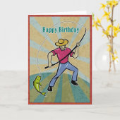 Visser die vis vangt met hengel  kaart (Gele Bloem)