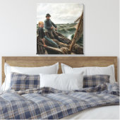 Visser en Dochter in Zee (door Albert Edelfelt) Canvas Afdruk (Insitu (Slaapkamer))