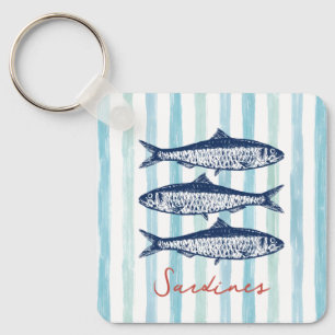 Visser Esthetische Sardines Stripes Sleutelhanger