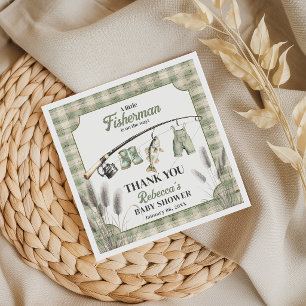 Visser Gingham Waslijn Visserij Baby Shower Servet