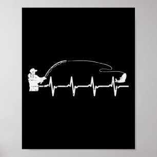 Visser Hartslag Vissen Angler Mannen Jongens Kinde Poster