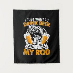 Visser Ik wil gewoon bier drinken en vissen Wandkleed