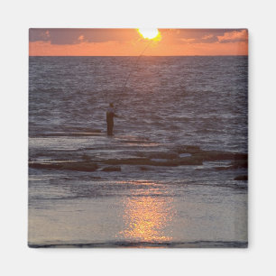 Visser in Byblos bij zonsondergang, Libanon Magneet