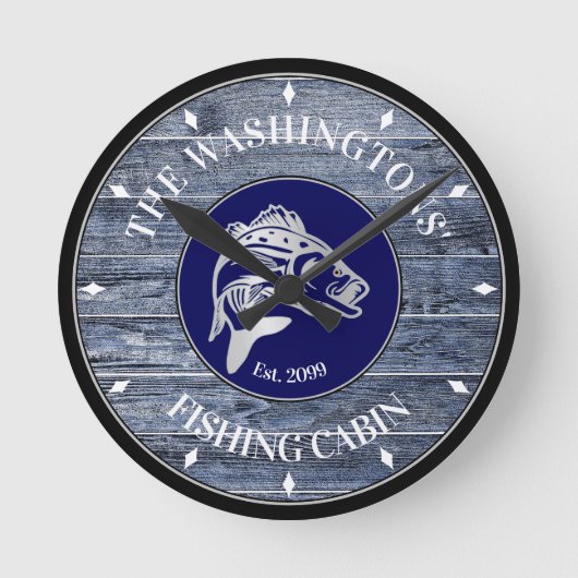 Visser of Familie Cabine Wandklok Ronde Klok (Voorkant)