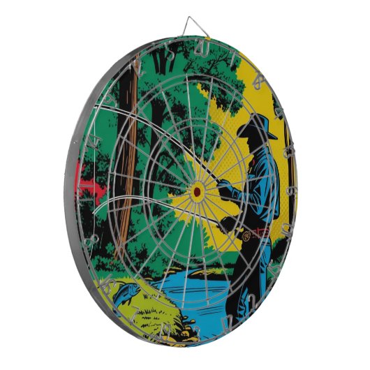 Visser op Riverbank Dartboard Dartbord (Voorkant Links)