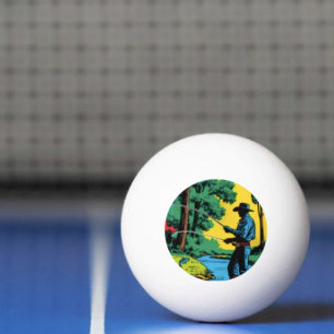 Visser op rivieroever Ping Pong Bal Pingpongballen