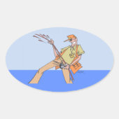 Visser ovale grote stickers (Voorkant)