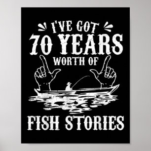 Visser T-shirt voor 70e verjaardag Funny B Vis Cad Poster