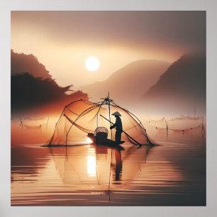 Visser uit Vietnam Wereldkunstposter Poster