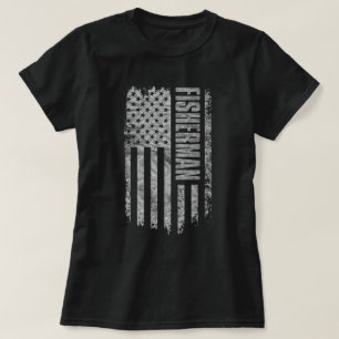 Visser USA Vlag Vervallen ontwerp T-shirt