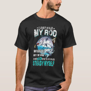 Visser Vissen Ik Houd Mijn Hengel Knipper Met Mijn T-shirt