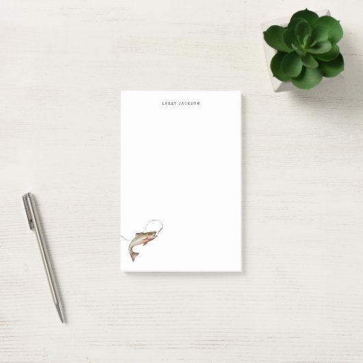Visser waterverf forel gepersonaliseerd post-it® notes (Kantoor)