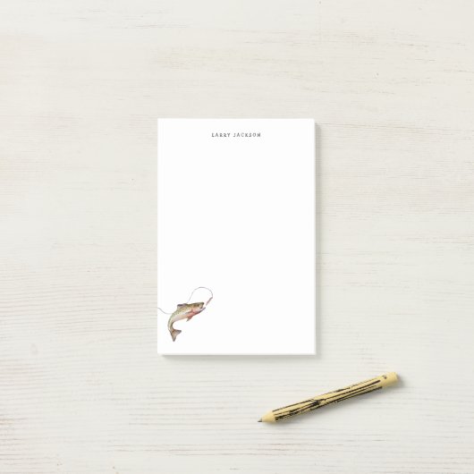 Visser waterverf forel gepersonaliseerd post-it® notes (Op bureau)
