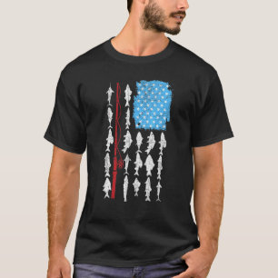 Visser Zoutwater Vissenstok & Gedecoreerde Amerika T-shirt