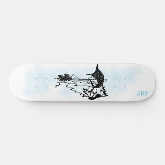*~* VISSER - Zwaard vissen Initialen Vis Skateboard (Horizontaal)