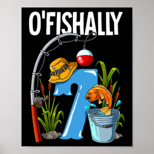 Visserig 7 jaar oud 7de verjaardag vissen 1 poster