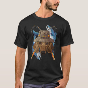 Visserige Dackel Buiten Visser Hond Schattig Vlieg T-shirt
