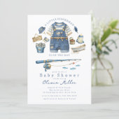 Visserij Baby Shower Uitnodiging Jongen Thema (Staand voorkant)