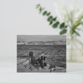 Visserij door Bosphorus in Istanboel Briefkaart (Staand voorkant)