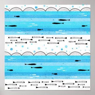 Visserij in de zee poster