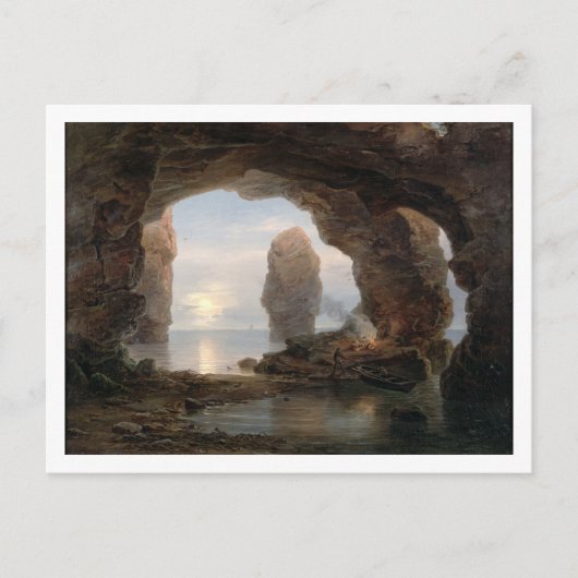 Visserij in een Grotto, Helgoland, 1850 (olie op b Briefkaart (Voorkant)