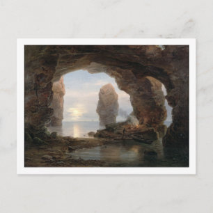 Visserij in een Grotto, Helgoland, 1850 (olie op b Briefkaart