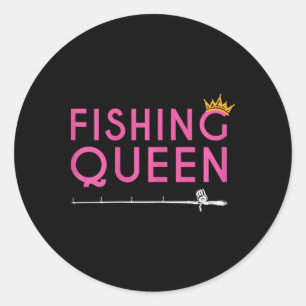 Visserij Koningin - Grappige Visser Dames Kleding Ronde Sticker