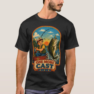 visserij motief met boot en zonsondergang meer t-shirt