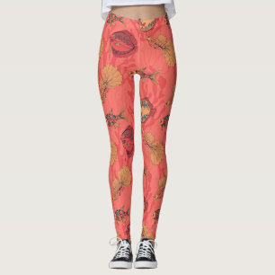 Visserij op levende koraalachtergrond leggings