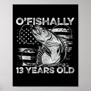 Visserij T-shirt 13 jaar Officieel 13e Verjaardag Poster
