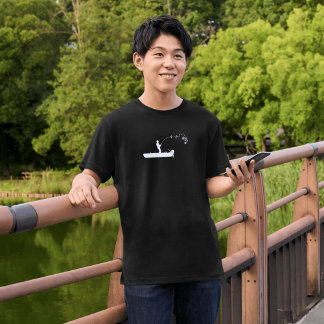 Visserij T-shirt met hartslag en vissersboot silho