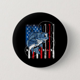 Visserij Vintage Amerikaanse Vlag B Visser Geschen Ronde Button 5,7 Cm