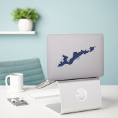 Visserijeiland Silhouette Decal Sticker - Blauw (Laptop op bureau)