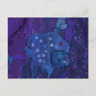 Visserijfamilie, onderwater oceaandierkunst marine briefkaart