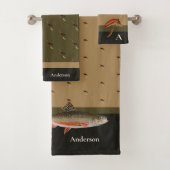 Visserijvloot en -forel voor de kust bad handdoek (Insitu)