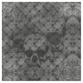 Vissernet Damask Skulls Gothic Stof (Close Up)