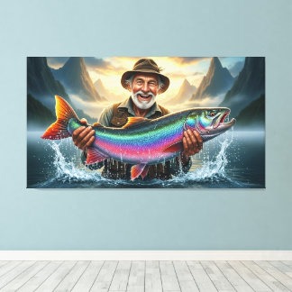 Vissers Grote Visvangst Vissen Canvas Afdruk