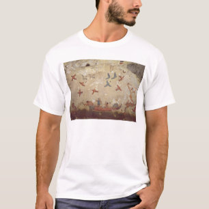 Vissers in een boot en vogels die vliegen t-shirt