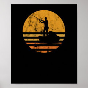 Vissers met  vlag op grote schaal vissen poster