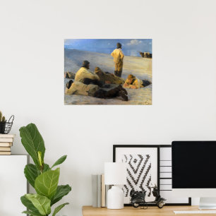 Vissers op Skagen Beach door Peder Severin Kroyer Poster