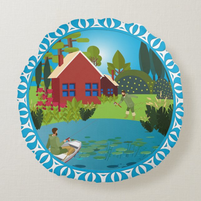 Vissers Rond Kussen (Voorkant)
