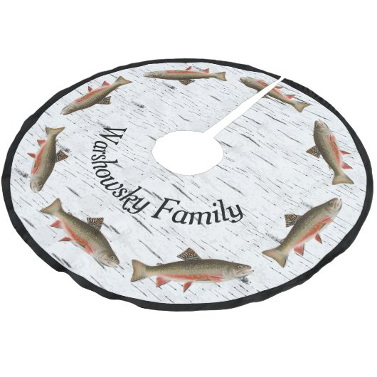 Vissers van de Rustic Aspen Bark Trout Kerstboom Rok (Gekanteld)