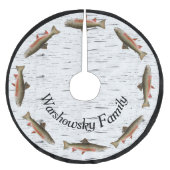 Vissers van de Rustic Aspen Bark Trout Kerstboom Rok (Voorkant)