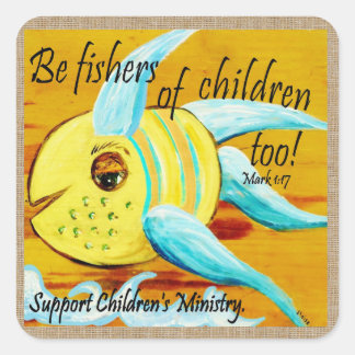 Vissers van kinderen ook vierkante sticker