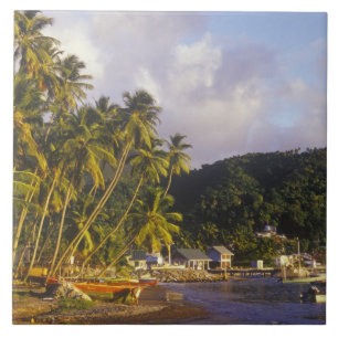 Vissersboten, Soufriere, St Lucia, Caribisch gebie Tegeltje