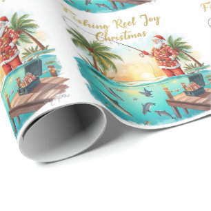 Vissershas Kerstdag met Kerstman Vakantie Cadeaupapier