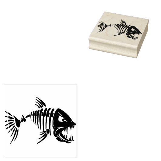 Visskeleton Rubberstempel (Gestempeld)