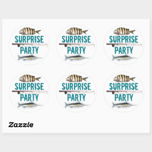 Vissthema Surprise Party Uitnodiging Envelope Zege Ronde Sticker